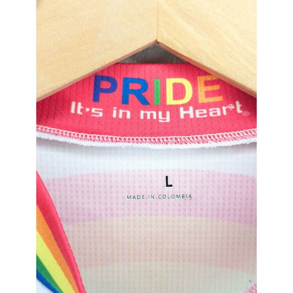 Pride Women's Bicycle Jersey Sz L Mesh White Rainbow Full Zip Moisture Wicking - Picture 5 of 9